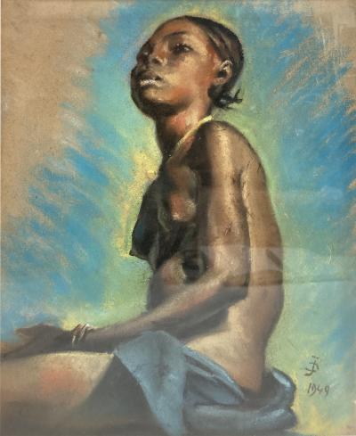 1940s pastel showing a beautiful African woman