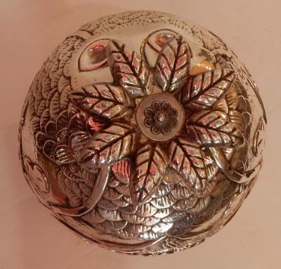 1950 1970 Ice Bucket Pineapple Shape Animal Decor Silver Metal