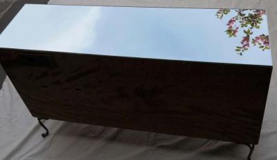 1950 1970 Sideboard Mirror with Eglomis es Flowers