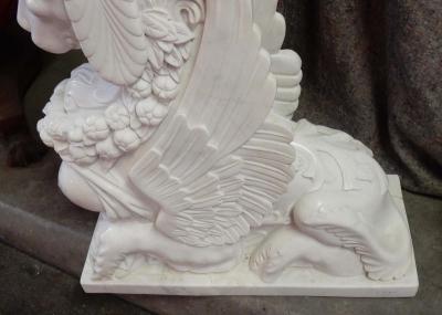 1950 Pair of Statuary White Marble Sphinxes