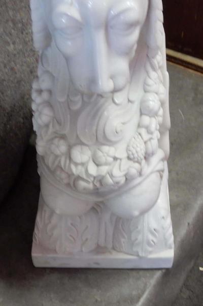 1950 Pair of Statuary White Marble Sphinxes