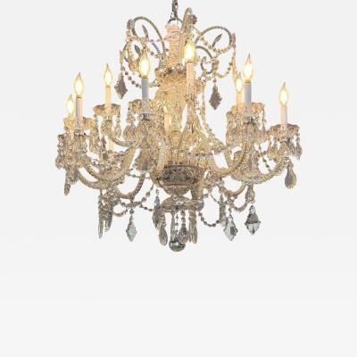1950 s Venetian Crystal 12 Lite Chandelier