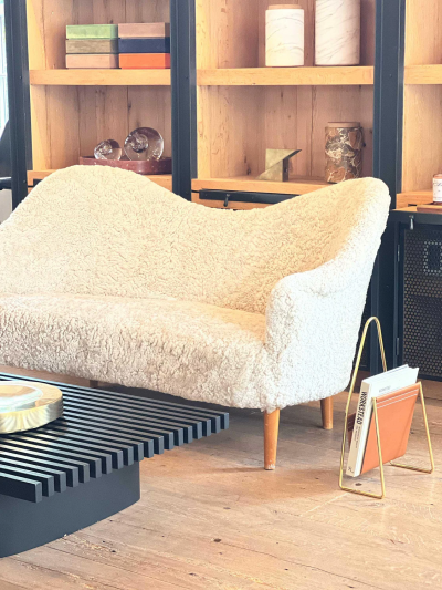 1950S DANISH SOFA WITH OAK LEGS