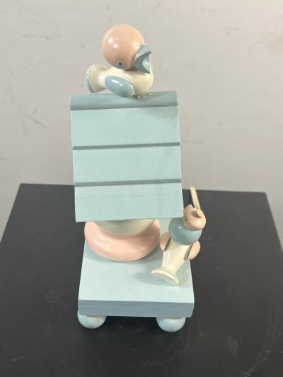 1950S HAND PAINTED ADORABLE EGG BIRD HOUSE WITH TWO BIRDS WOODEN NIGHTLIGHT