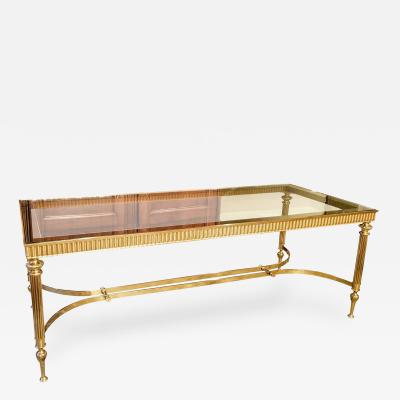 1950S HOLLYWOOD STYLE BRASS COFFEE TABLE