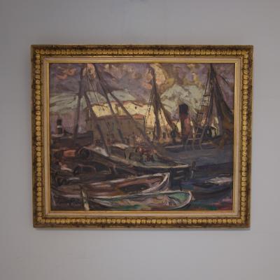 1950S PAINTING OF MARSEILLE PORT