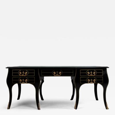 1950S SPAIN REGENCE STYLE METAL DESK WITH A REPLACEMENT LEATHER BY OTTELY