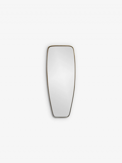 1950S TAPERED MIRROR IN AGED BRASS IN THE STYLE OF GIO PONTI