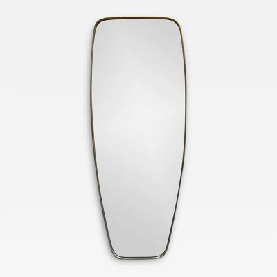 1950S TAPERED MIRROR IN AGED BRASS IN THE STYLE OF GIO PONTI