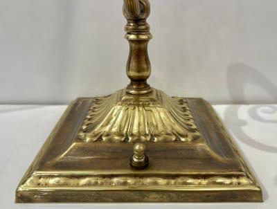 1950s American Art Deco Style Brass Table Desk Lamp with Satin White Glass Shade