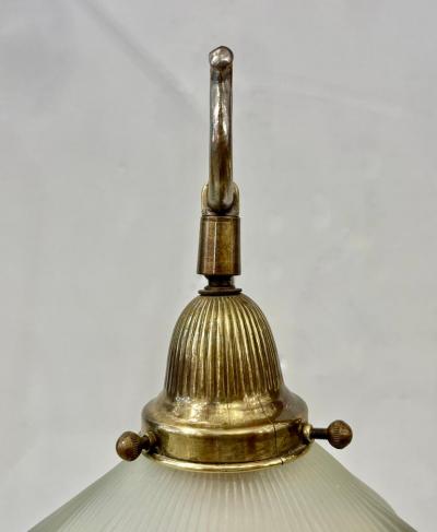 1950s American Art Deco Style Brass Table Desk Lamp with Satin White Glass Shade