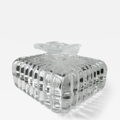1950s Art Deco Elegant Covered Trinket Dish Ribbed Art Glass