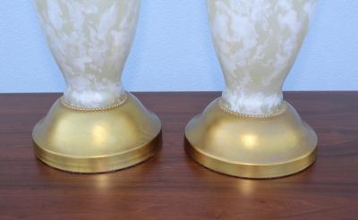 1950s Art Glass and Gold Leaf Tall Table Lamps
