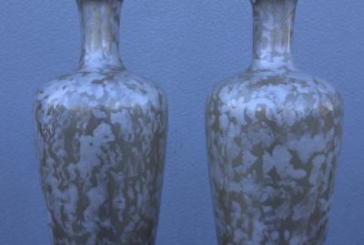 1950s Art Glass and Gold Leaf Tall Table Lamps