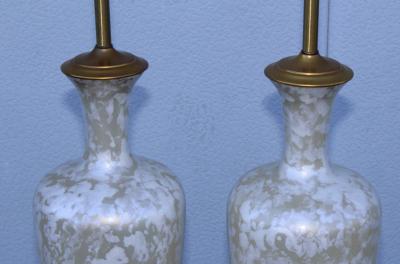 1950s Art Glass and Gold Leaf Tall Table Lamps