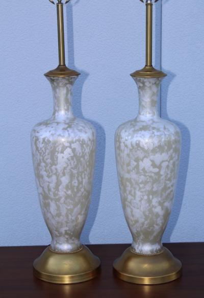 1950s Art Glass and Gold Leaf Tall Table Lamps