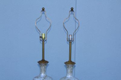 1950s Art Glass and Gold Leaf Tall Table Lamps