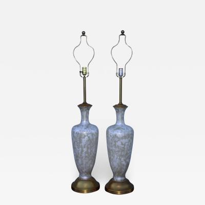 1950s Art Glass and Gold Leaf Tall Table Lamps