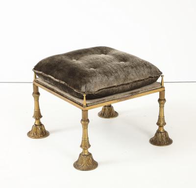 1950s Brass And Crushed Velvet French Ottoman