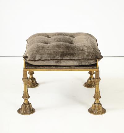 1950s Brass And Crushed Velvet French Ottoman