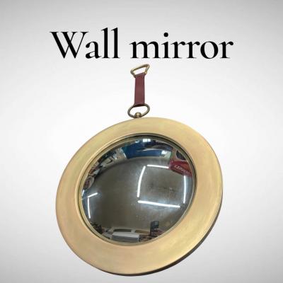 1950s Brass and leather witch mirror