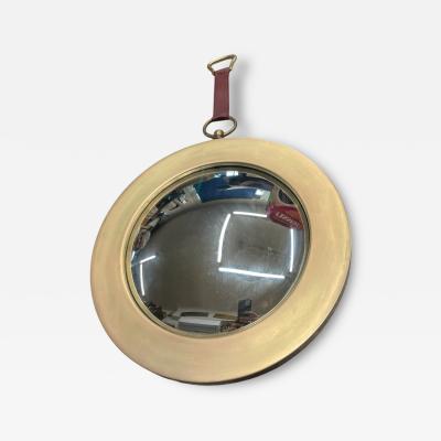 1950s Brass and leather witch mirror