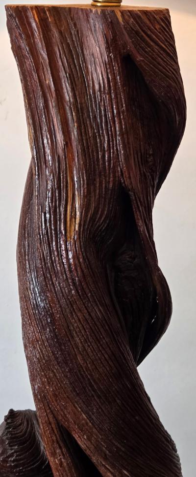 1950s California Mid Century Hand Carved Twisted Desert Ironwood Floor Lamp