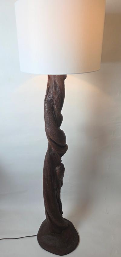 1950s California Mid Century Hand Carved Twisted Desert Ironwood Floor Lamp