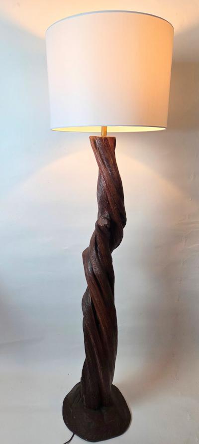 1950s California Mid Century Hand Carved Twisted Desert Ironwood Floor Lamp