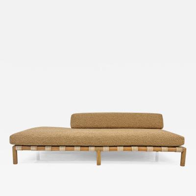 1950s Canvas Strapped Daybed in Teddy Boucle Style of T H Robsjohn Gibbings