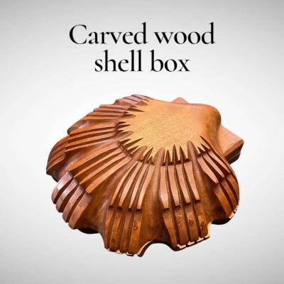 1950s Carved wood shell box