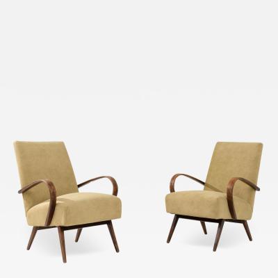 1950s Czech Upholstered Armchairs a Pair