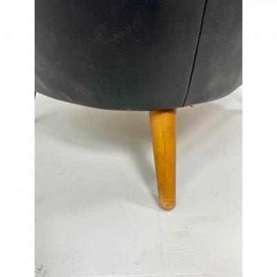 1950s Danish Leather High Back Lounge Chair