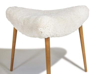 1950s Danish Triangular Stool in Shearling