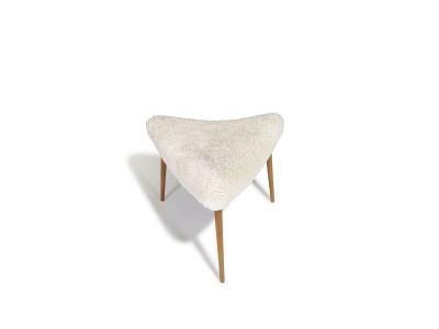 1950s Danish Triangular Stool in Shearling