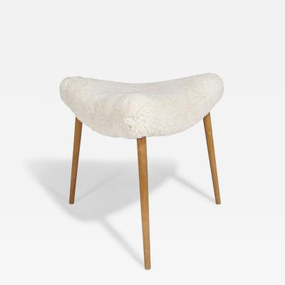 1950s Danish Triangular Stool in Shearling