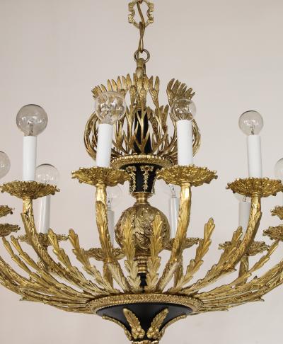 1950s French 12 Arm Brass Chandelier