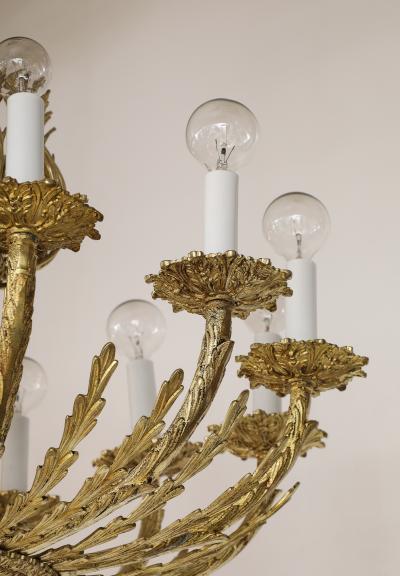 1950s French 12 Arm Brass Chandelier