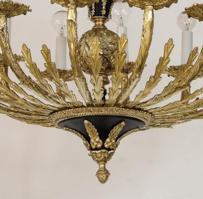 1950s French 12 Arm Brass Chandelier