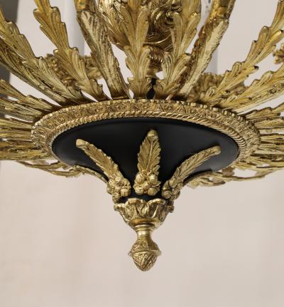 1950s French 12 Arm Brass Chandelier
