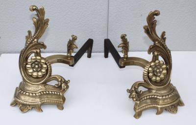 1950s French Brass Andirons