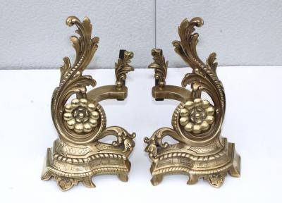 1950s French Brass Andirons