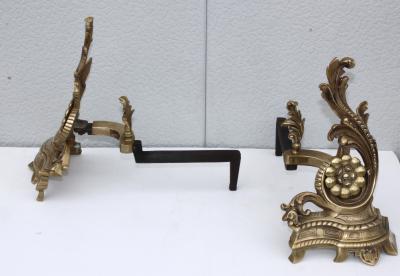 1950s French Brass Andirons