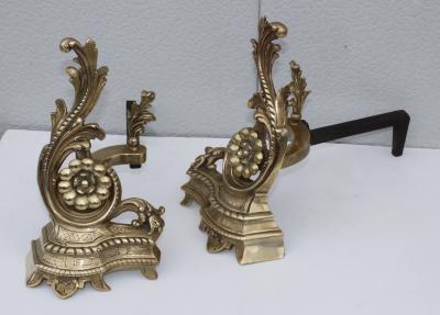 1950s French Brass Andirons
