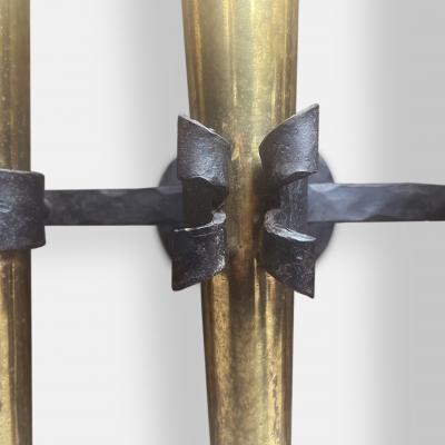 1950s French Brass and Wrought Iron Torchi re Wall Sconce