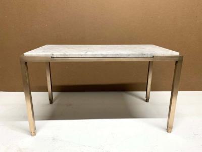 1950s French Bronze and Carrara Marble Top Side Table