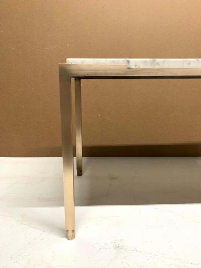 1950s French Bronze and Carrara Marble Top Side Table