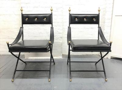 1950s French Iron and Brass Dining Chairs
