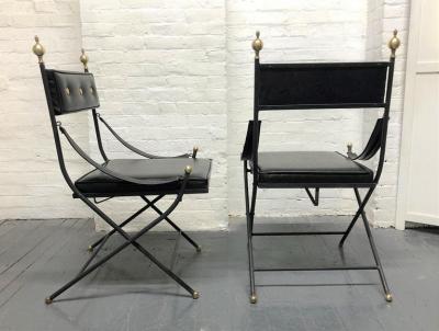 1950s French Iron and Brass Dining Chairs