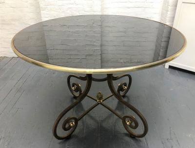 1950s French Iron and Brass Dining Table and Chairs